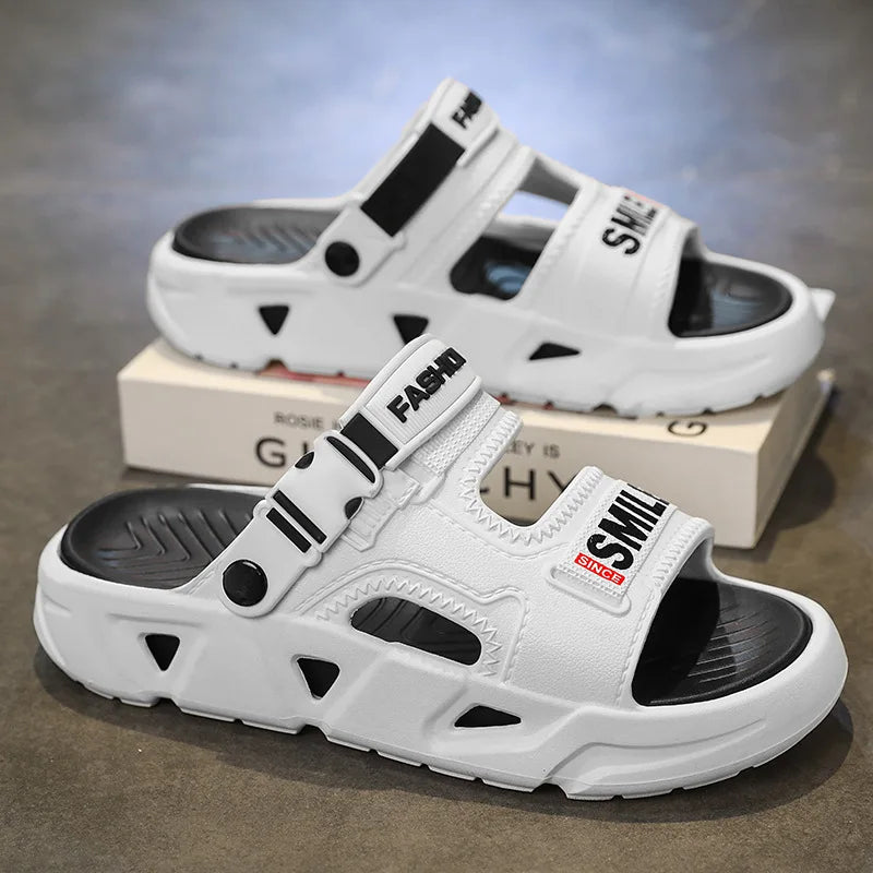 Men's Summer Outdoor Slip-Resistant Driving Dual-Purpose Beach Sandals Sports Slippers Large Size Slip-On EVA Material