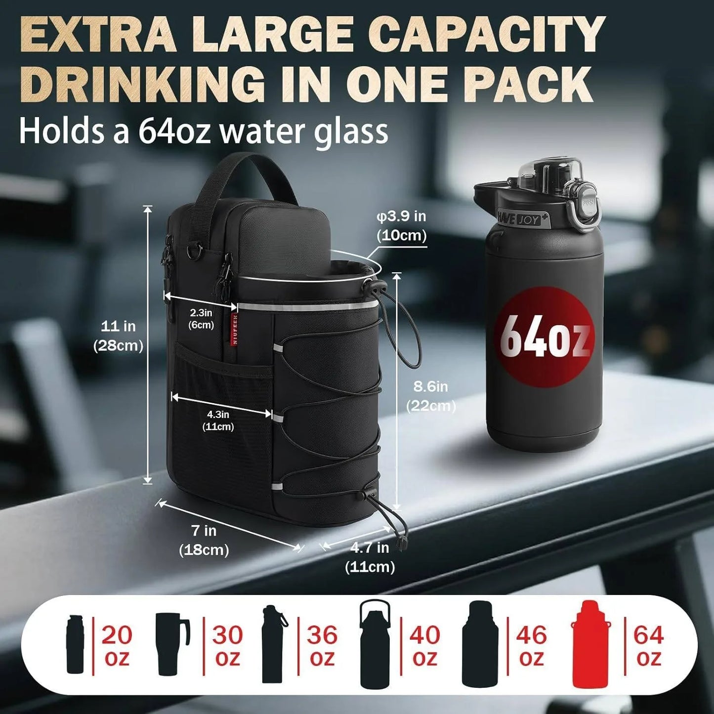 Magnetic Gym Bag for Men and Women – Sling Bottle with Magnetic Attachment | Water Bottle Holder, Gym Pouch, Crossbody Bag for T