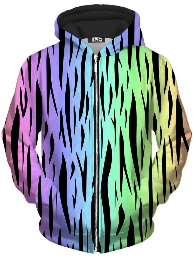 3d Print Casual Zip Up Hoodies Men Long Sleeve Animal Stripes Hip Hop Sweatshirt Autumn Streetwear Pattern Oversize Outdoor Coat