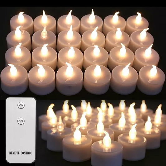 24Pcs Flickering  LED Candle Tealights No-Remote/Remote Control  With Battery