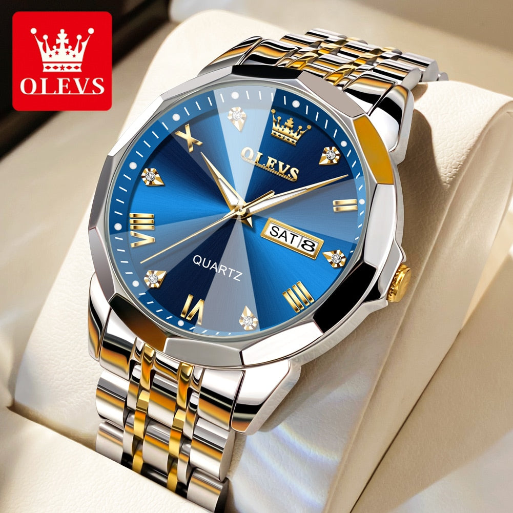 Waterproof Luminous Stainless Steel Wristwatch Male Date Week