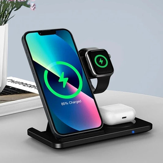 3 in 1 Wireless Foldable Fast Charging Station Dock For iPhone