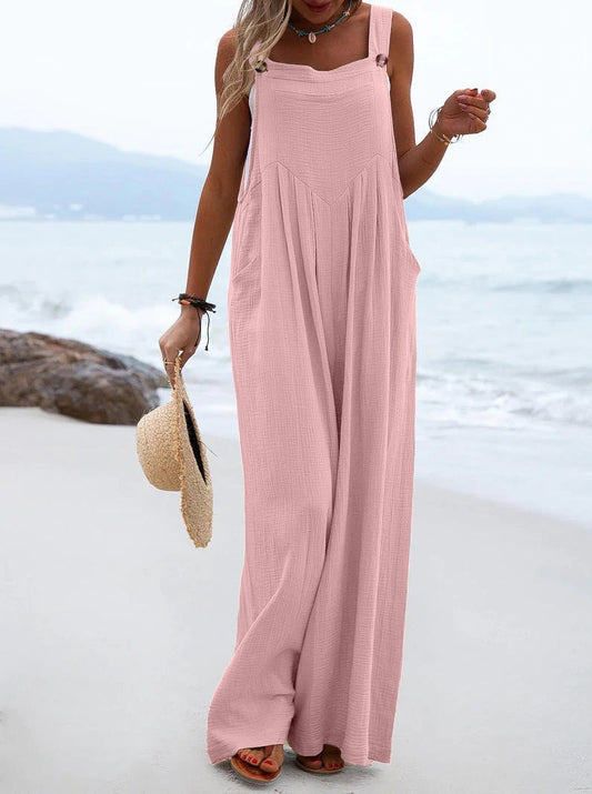 2023 Spring/Summer New Ethnic Style Fashion Solid Color Wide Leg Jumpsuit