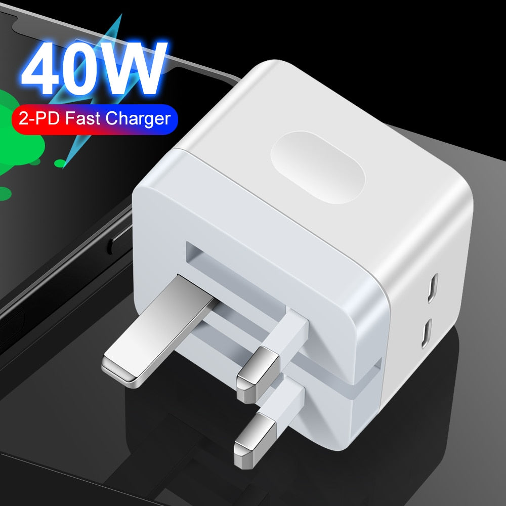 Dual PD USB Type-C Fast Charger For Smartphones